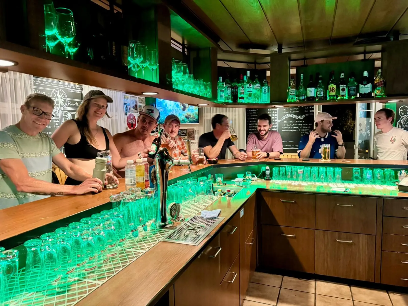 Post-training beers at the pub after touch rugby in St. Gallen