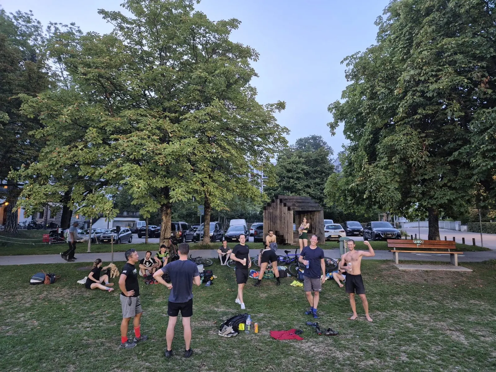 The group meeting next to the Militärkantine before kick-off