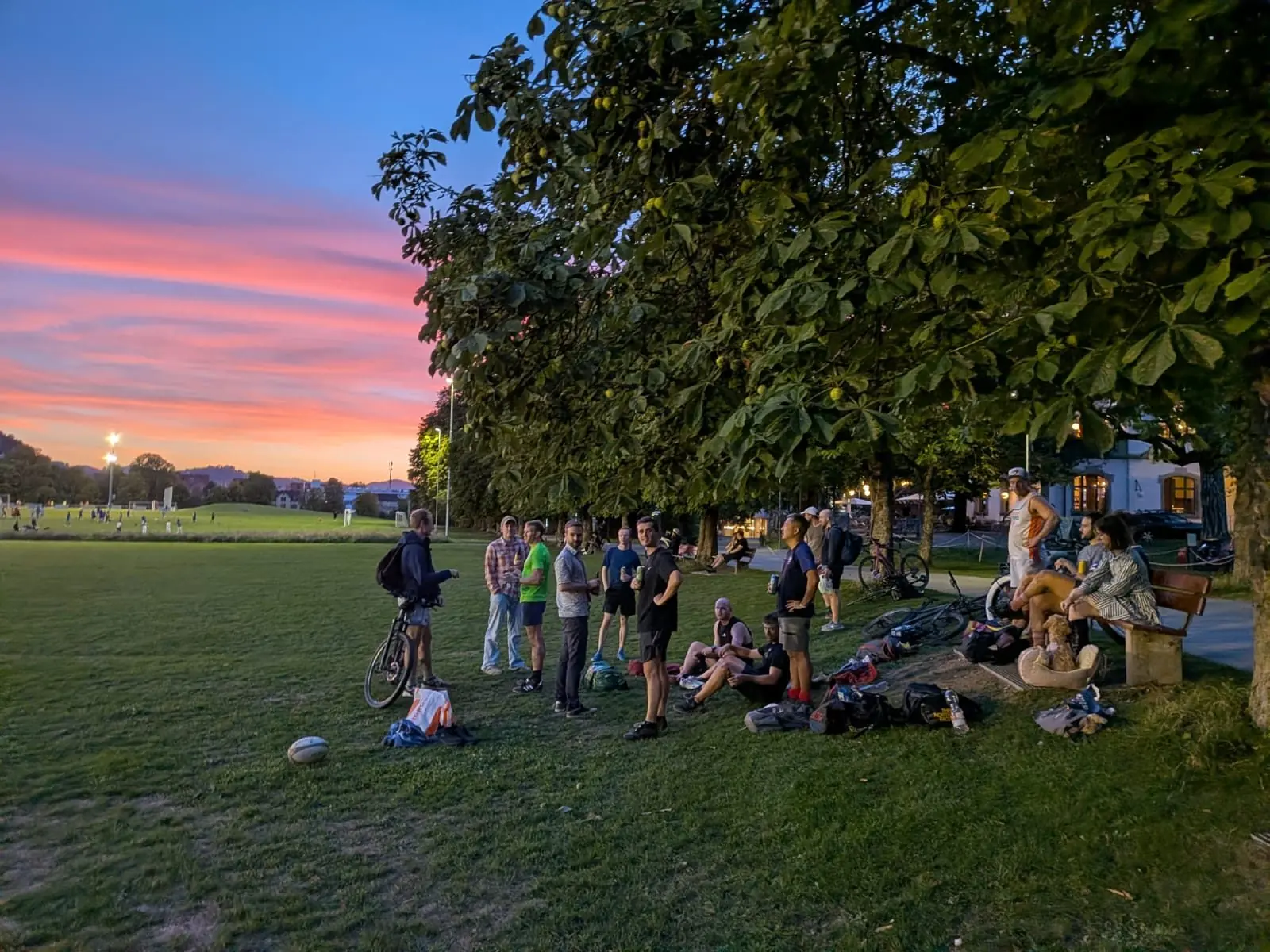 Beers on the touchline after an evening game at the Kreuzbleiche